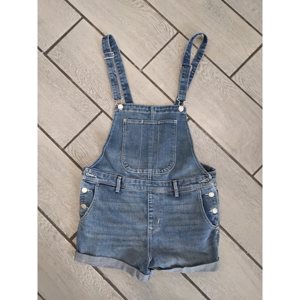 Old Navy Womens Medium Wash Denim Shortalls Overalls Size M Medium